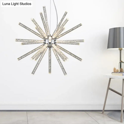 Modern silver crystal starburst chandelier pendant light dining room