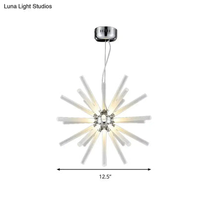 Modern silver crystal starburst chandelier pendant light dining room