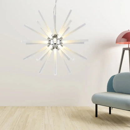 Modern silver crystal starburst chandelier pendant light dining room