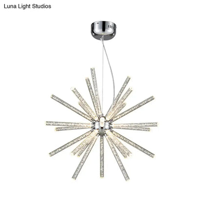 Modern silver crystal starburst chandelier pendant light dining room