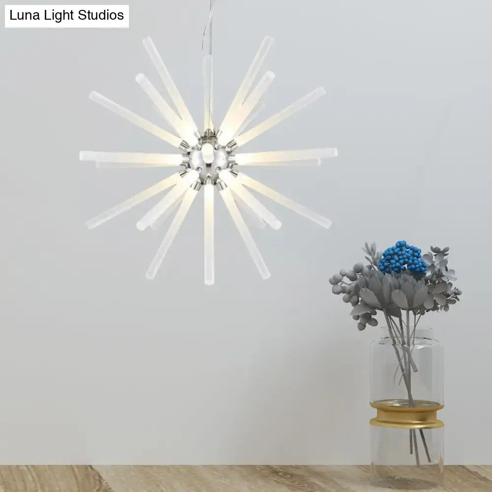 Modern silver crystal starburst chandelier pendant light dining room