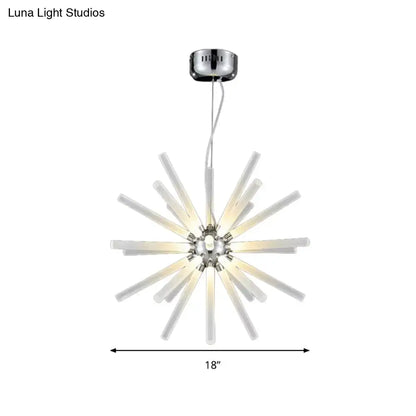 Modern silver crystal starburst chandelier pendant light dining room