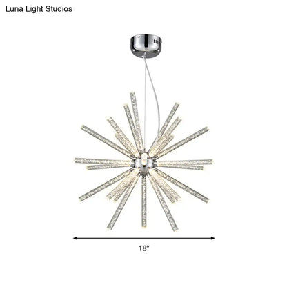 Modern silver crystal starburst chandelier pendant light dining room