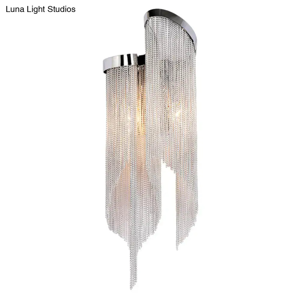 Modern silver crystal tassel wall light living room sconce