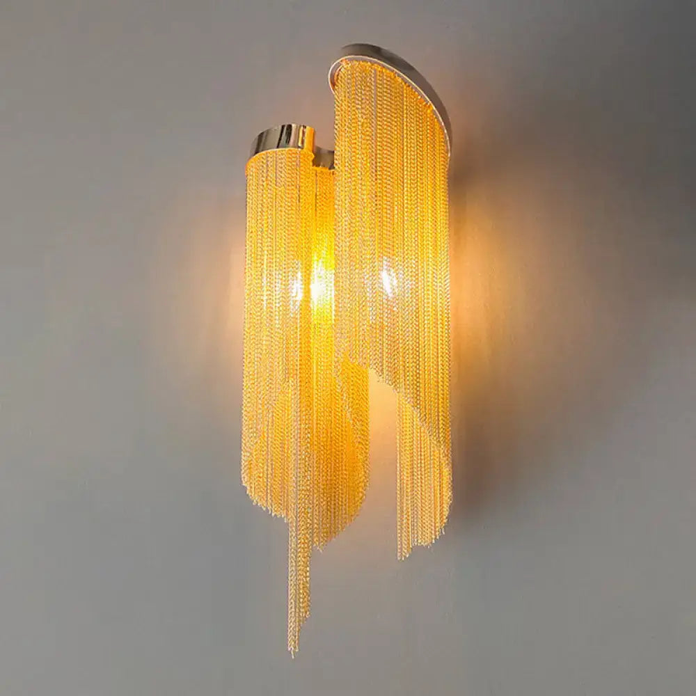 Modern silver crystal tassel wall light living room sconce
