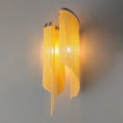 Modern silver crystal tassel wall light living room sconce