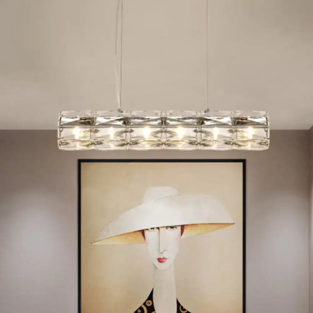 Modern silver crystal tube island light dining room chandelier