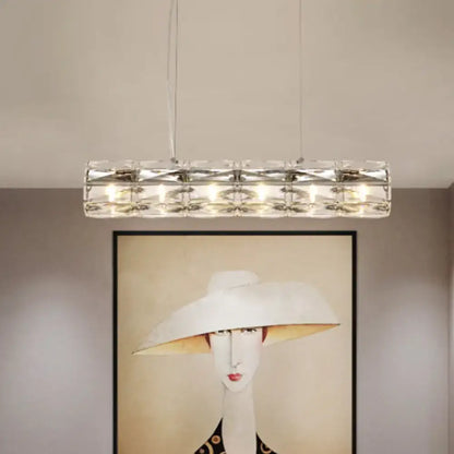 Modern silver crystal tube island light dining room chandelier