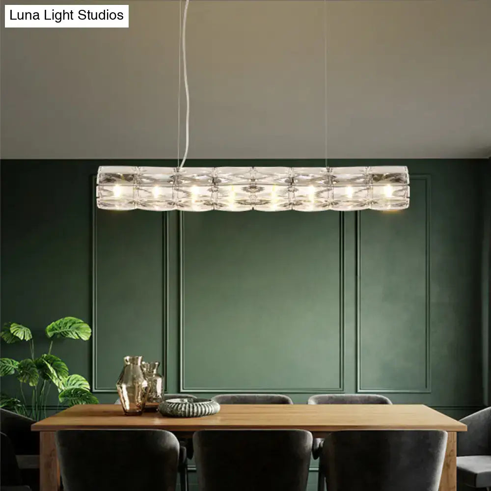 Modern silver crystal tube island light dining room chandelier