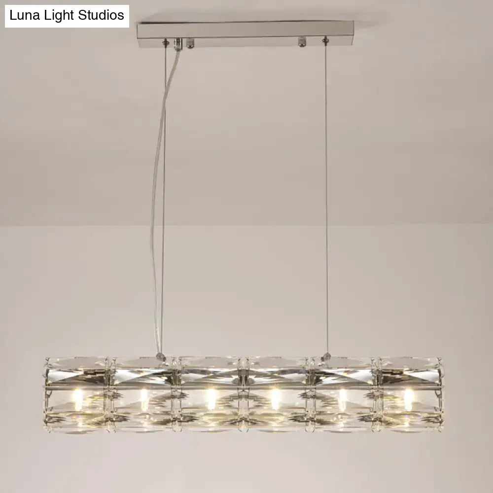 Modern silver crystal tube island light dining room chandelier