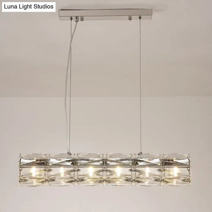 Modern silver crystal tube island light dining room chandelier