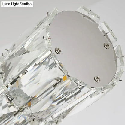 Modern silver crystal tube island light dining room chandelier