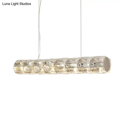 Modern silver crystal tube island light dining room chandelier