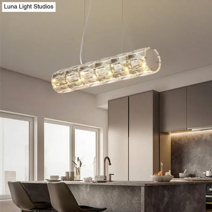 Modern silver crystal tube island light dining room chandelier