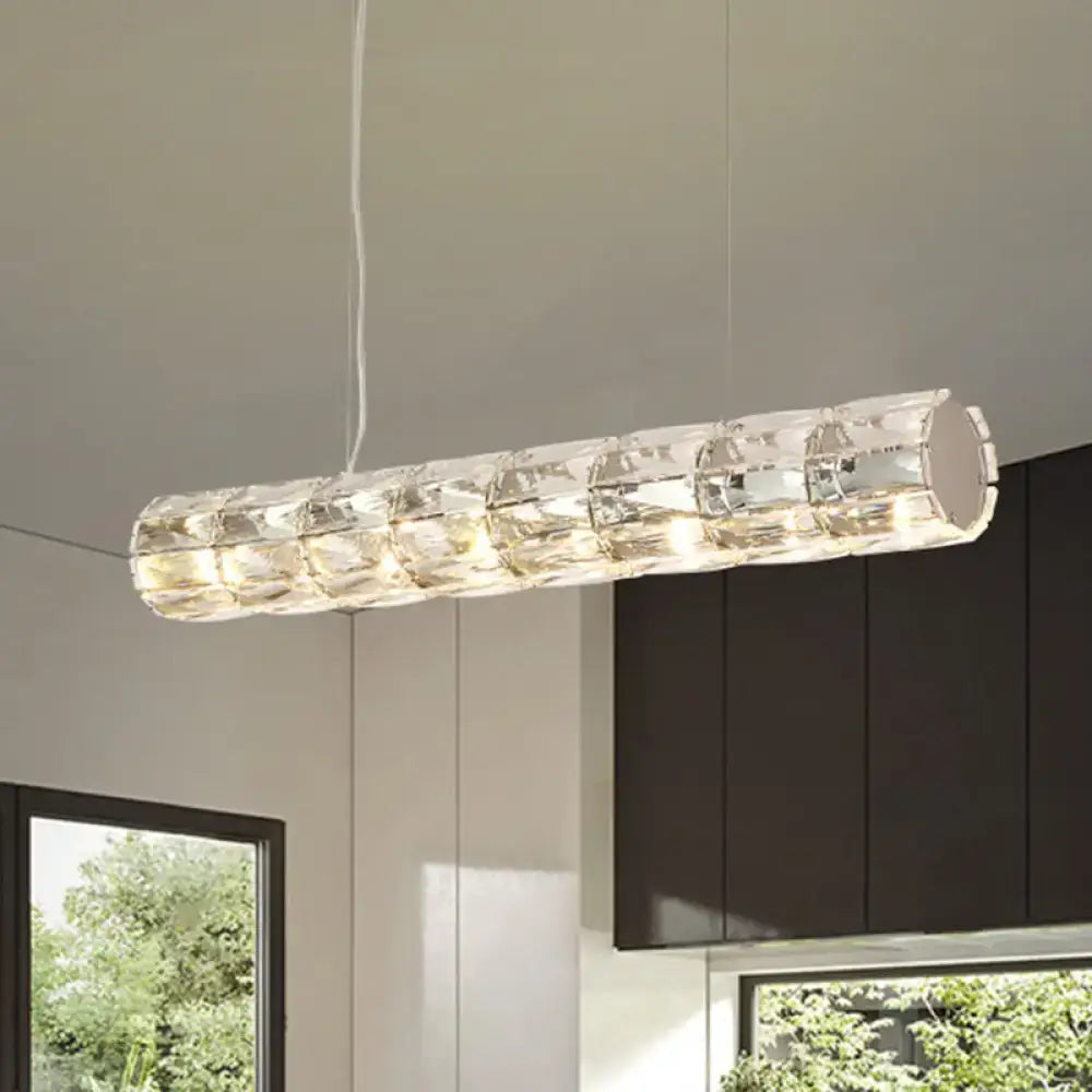 Modern silver crystal tube island light dining room chandelier