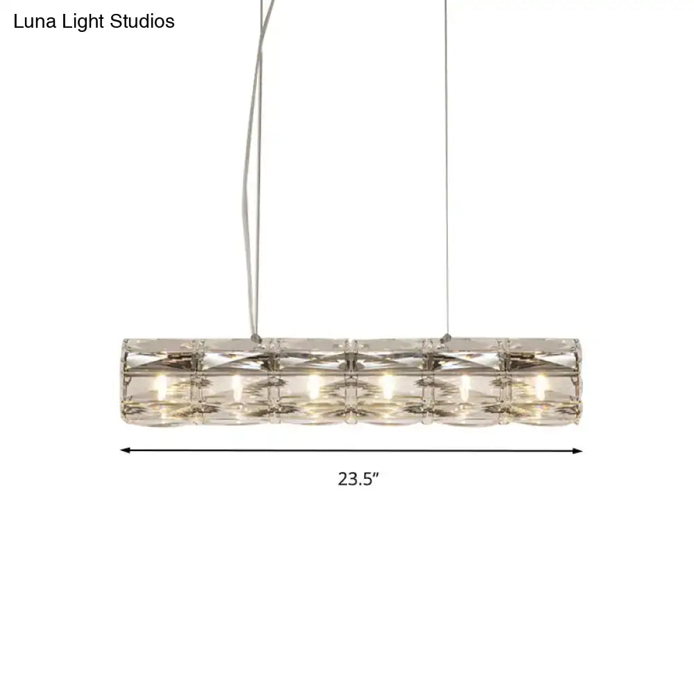 Modern silver crystal tube island light dining room chandelier