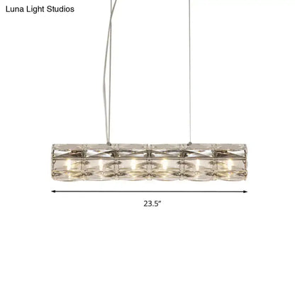 Modern silver crystal tube island light dining room chandelier