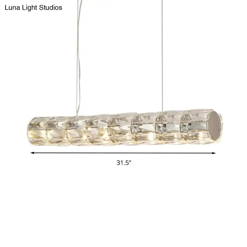 Modern silver crystal tube island light dining room chandelier