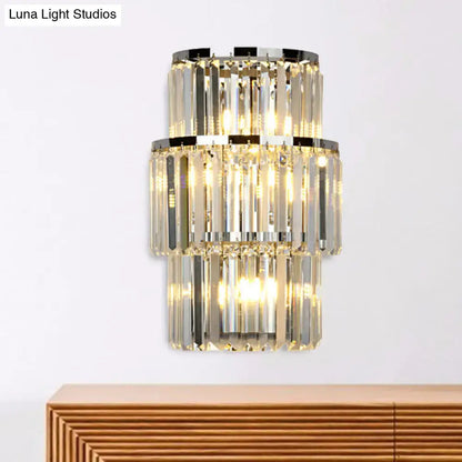 Modern silver crystal wall mounted light living room sconce
