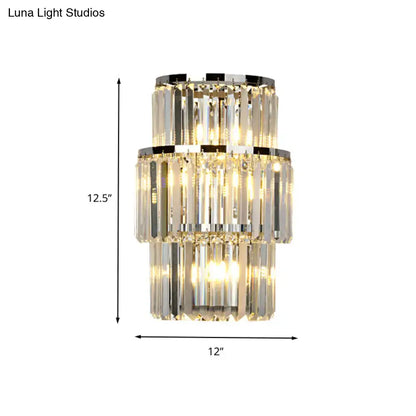 Modern silver crystal wall mounted light living room sconce