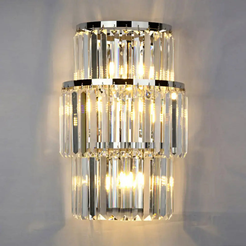 Modern silver crystal wall mounted light living room sconce