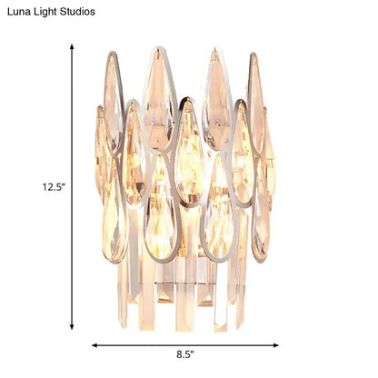 Modern silver crystal wall sconce – living room double layer light