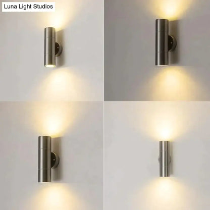 Modern silver cylindrical wall sconces outdoor minimalist light