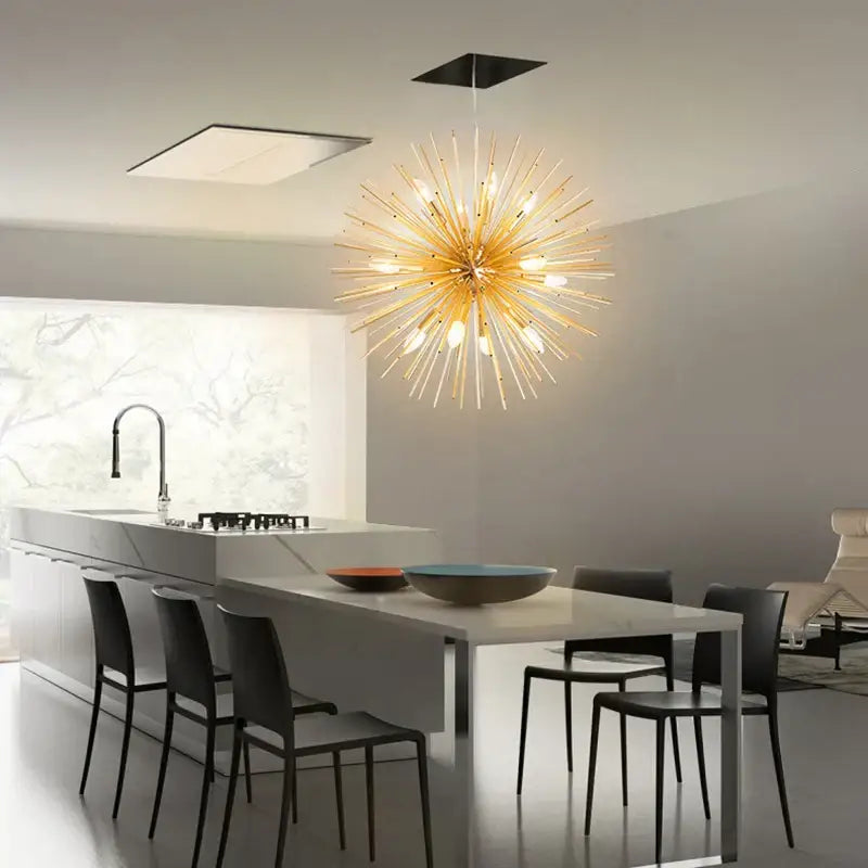 Modern silver dandelion sea urchin chandelier dining room led light