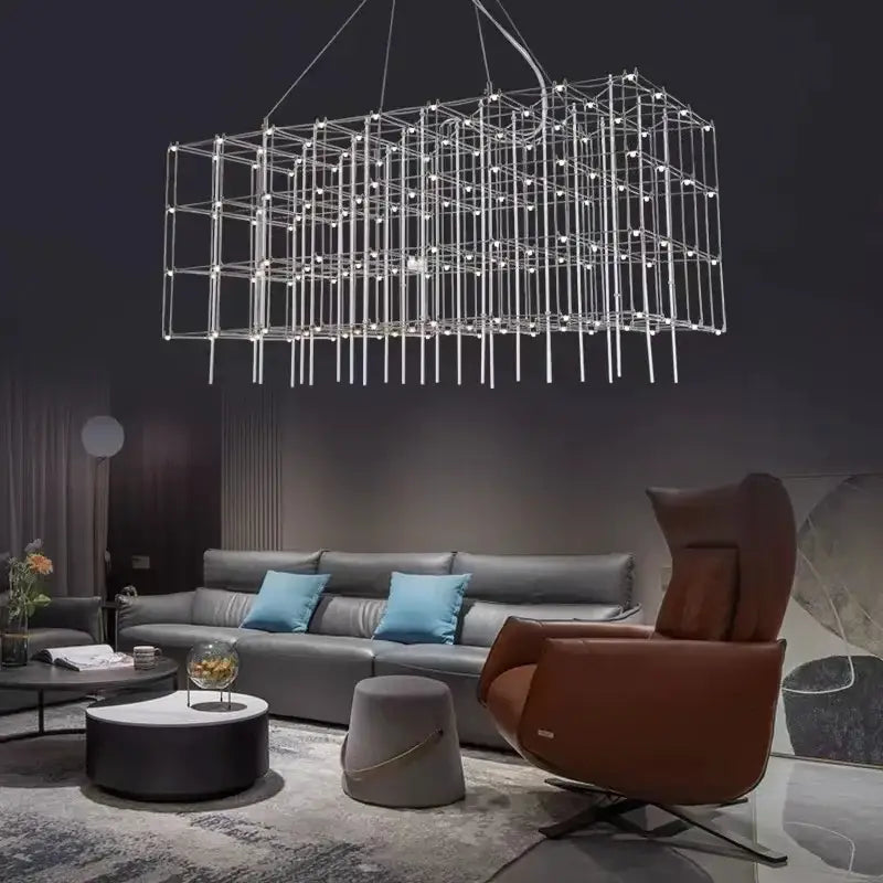 Modern silver cosmos chandelier for dining room