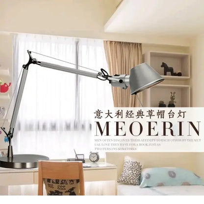 Modern silver double arm clip table lamp bedroom desk light