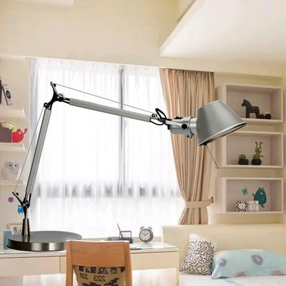 Modern silver double arm clip table lamp bedroom desk light