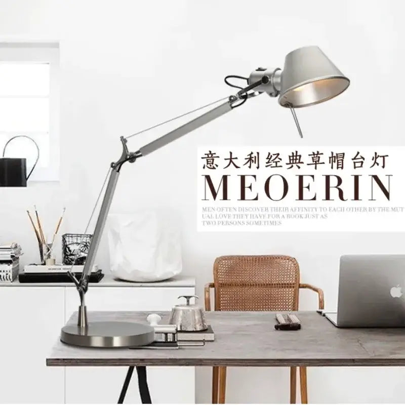 Modern silver double arm clip table lamp bedroom desk light