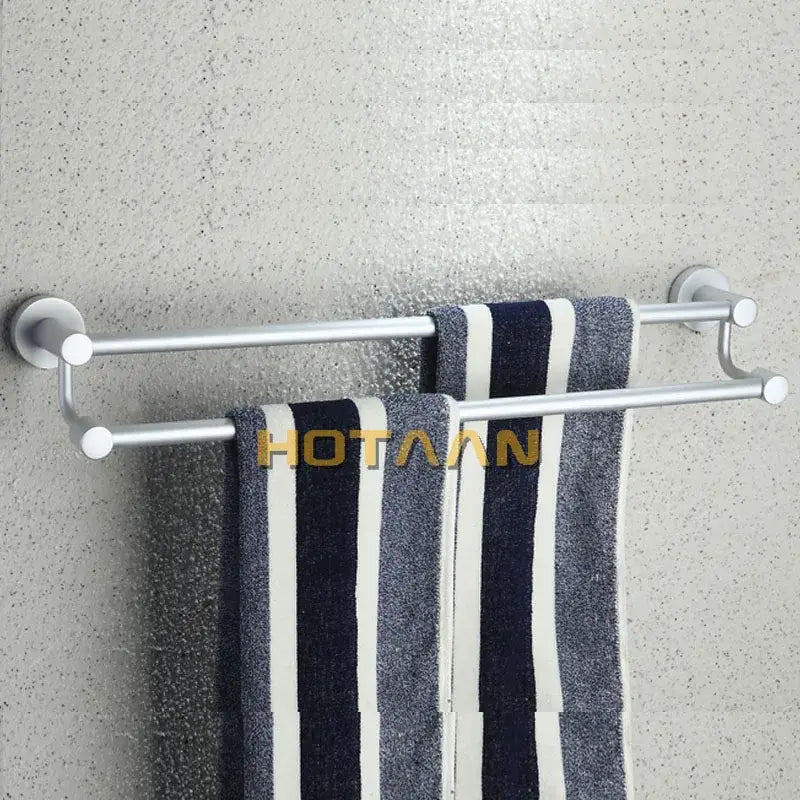 Modern silver double towel bar bathroom rack