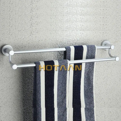 Modern silver double towel bar bathroom rack