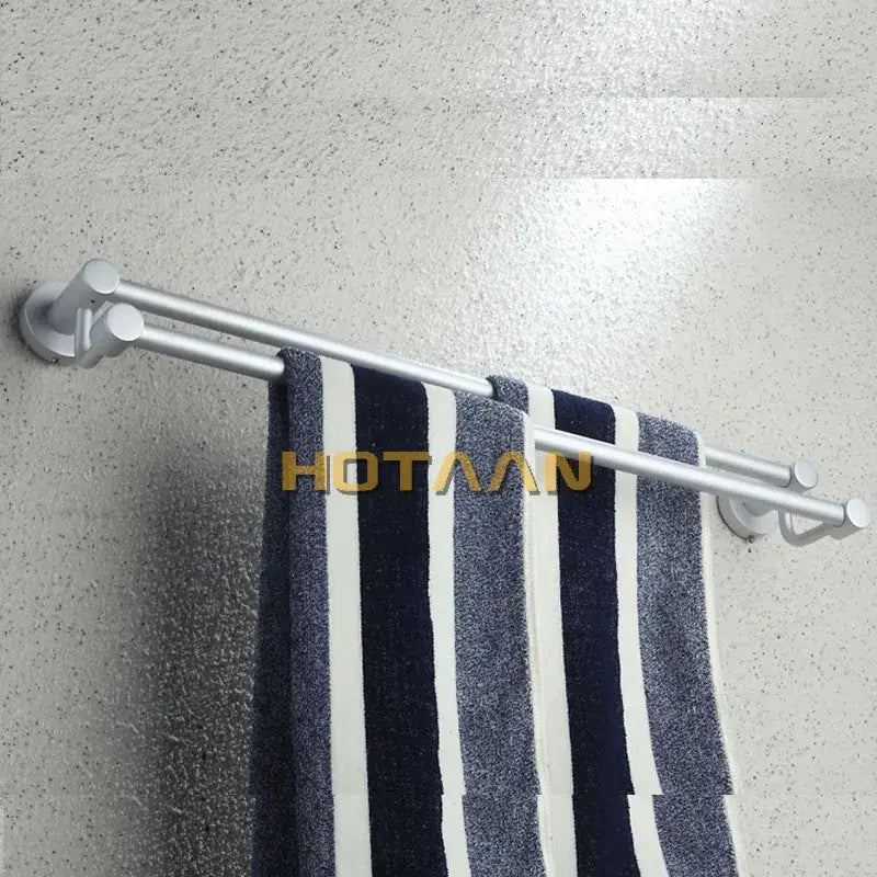 Modern silver double towel bar bathroom rack