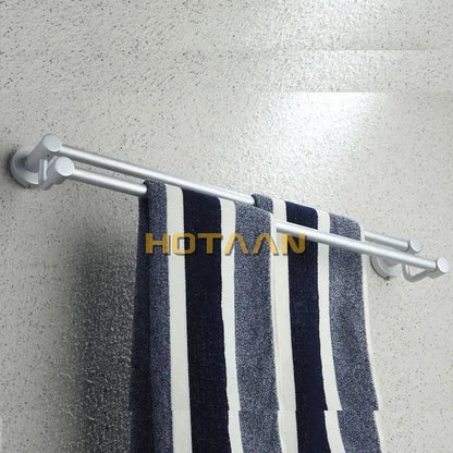 Modern silver double towel bar bathroom rack