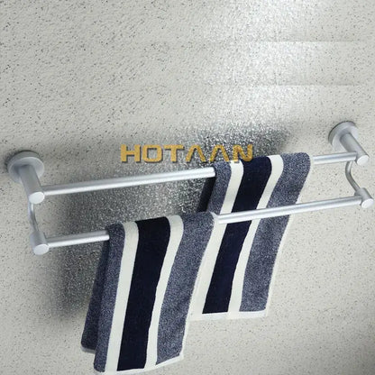 Modern silver double towel bar bathroom rack