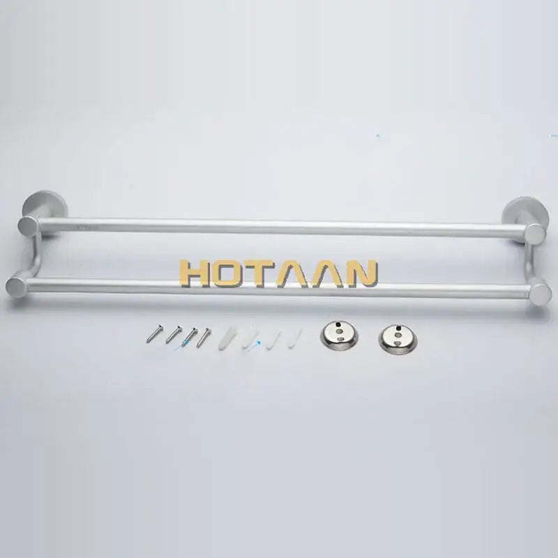 Modern silver double towel bar bathroom rack