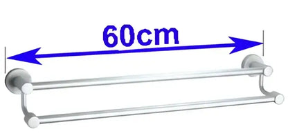 Modern silver double towel bar bathroom rack