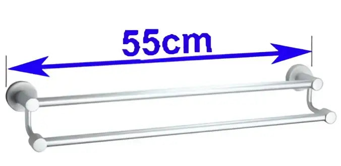 Modern silver double towel bar bathroom rack