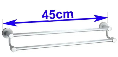 Modern silver double towel bar bathroom rack
