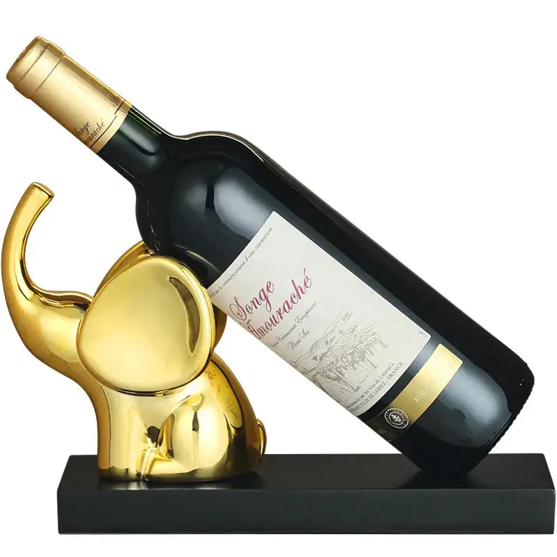 Modern silver elephant wine rack table ornament dining room sculpture