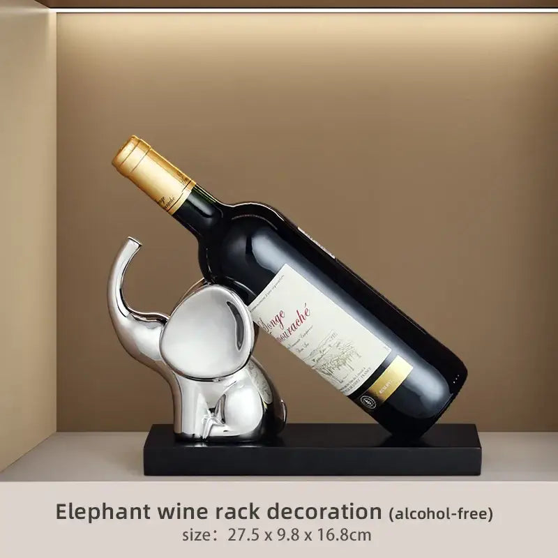 Modern silver elephant wine rack table ornament dining room sculpture