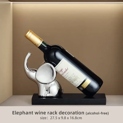 Modern silver elephant wine rack table ornament dining room sculpture
