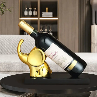 Modern silver elephant wine rack table ornament dining room sculpture