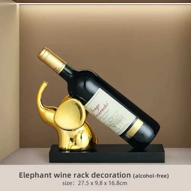 Modern silver elephant wine rack table ornament dining room sculpture