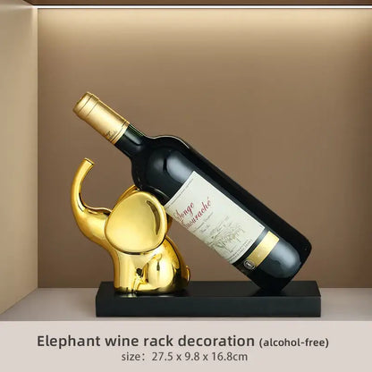 Modern silver elephant wine rack table ornament dining room sculpture