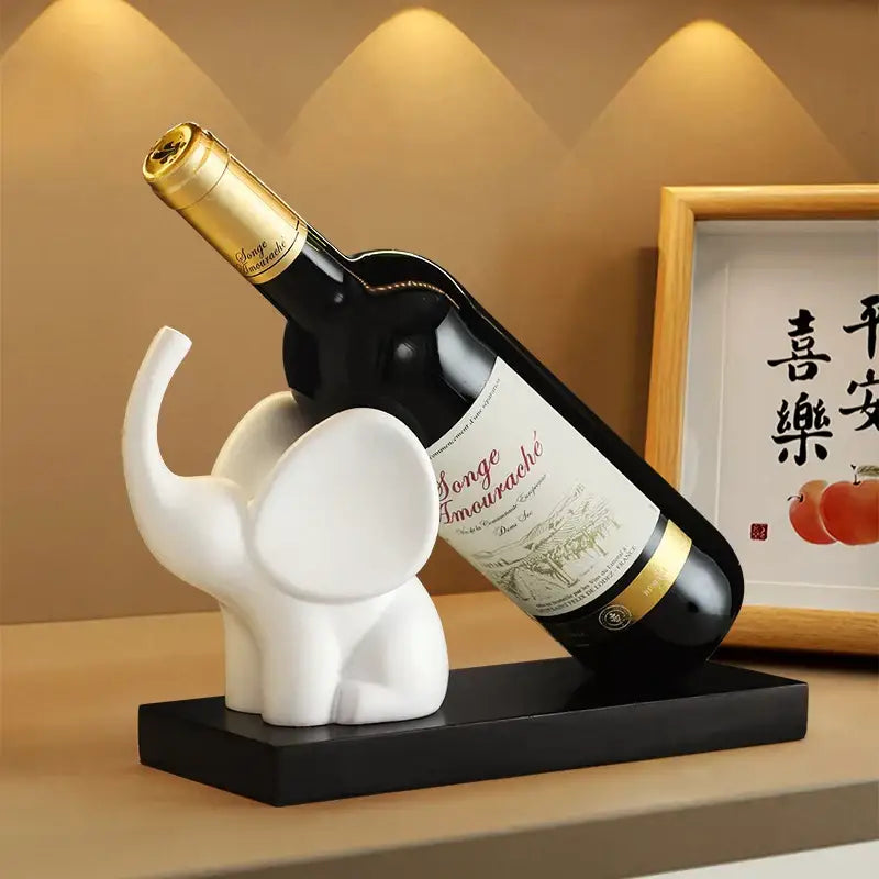 Modern silver elephant wine rack table ornament dining room sculpture