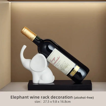 Modern silver elephant wine rack table ornament dining room sculpture