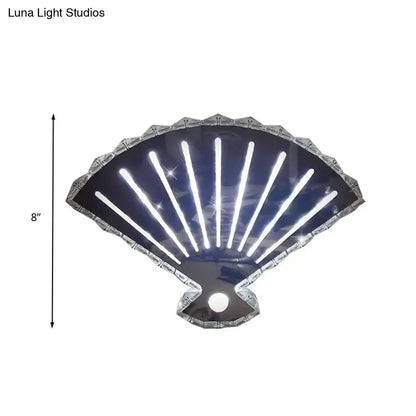 Modern silver fan wall lamp bedroom scalloped led light
